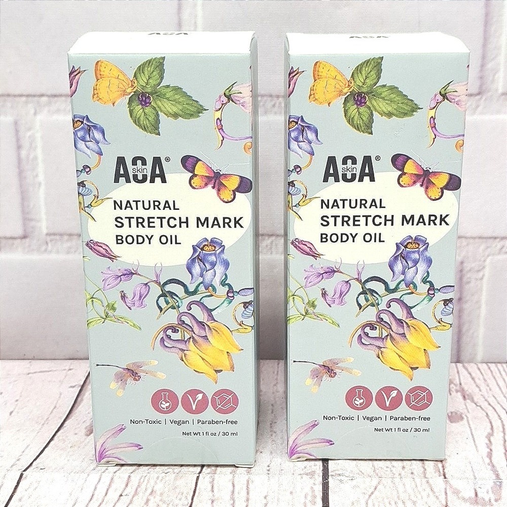 2pk AOA Skin Natural Stretch Mark‎ Body Oil Vegan Paraben-Free 1oz Each